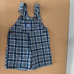 Vintage OshKosh plaid overall shorts-3T